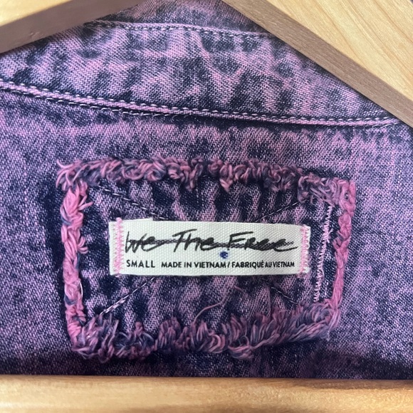 Free People We The Free Jenny Denim Tunic purple small tie waist S Jean - Picture 7 of 7